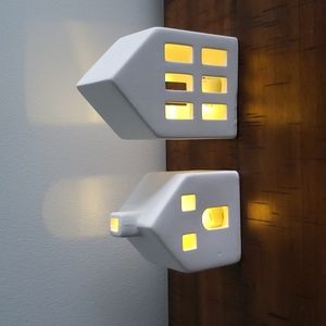 Target bullseye playground CERAMIC LIT 2 HOUSES Village Christmas